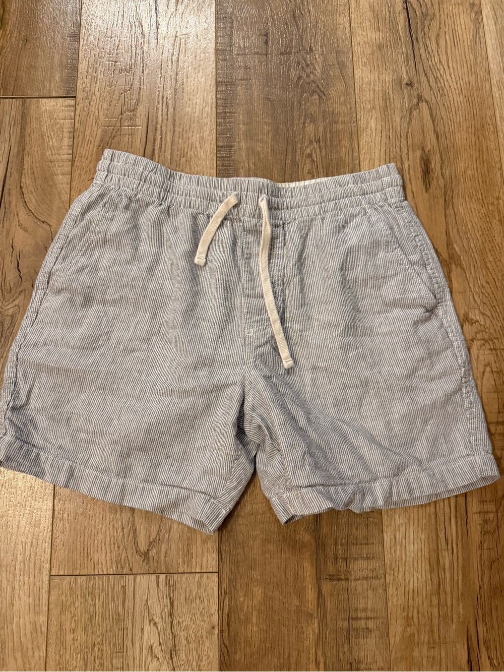 Womens Casual Drawstring Shorts in Light Blue Stripe